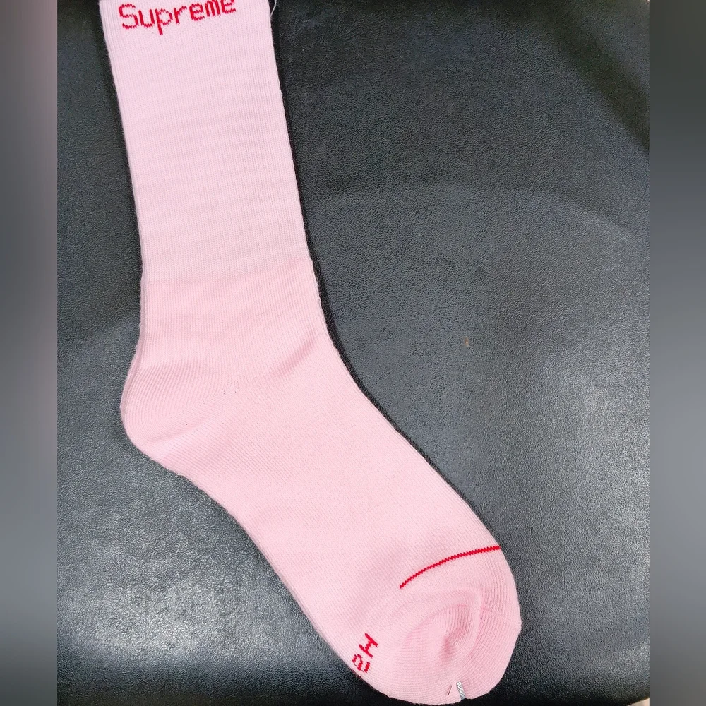 Supreme Pink Crew Socks One Pair Brand New
